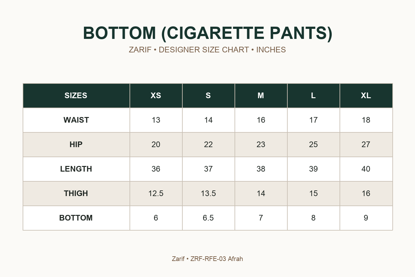 ZARIF - ZRF-RFE-03 AFRAH — BOTTOM (CIGARETTE PANTS)