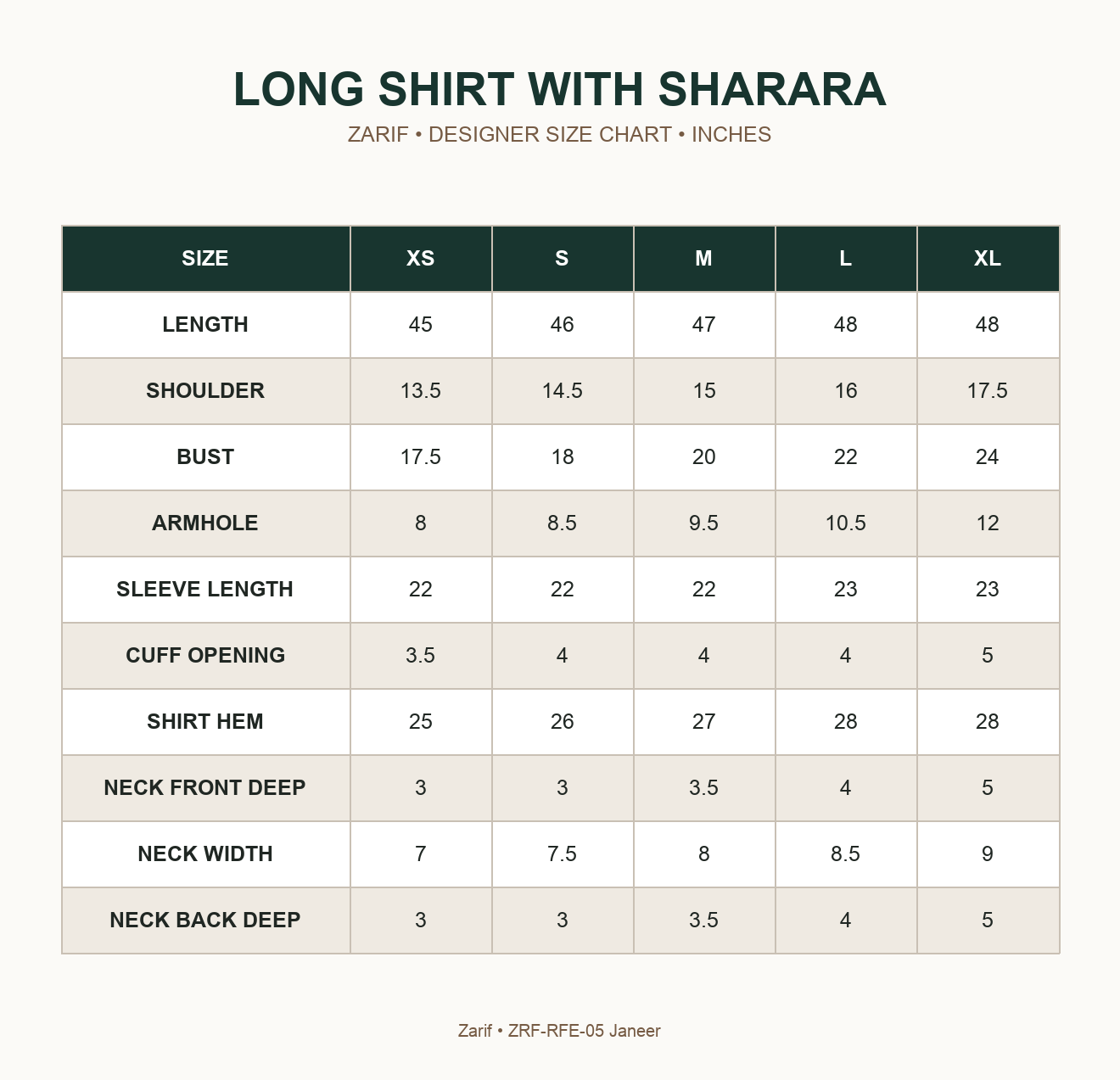 ZARIF - ZRF-RFE-05 JANEER — LONG SHIRT WITH SHARARA