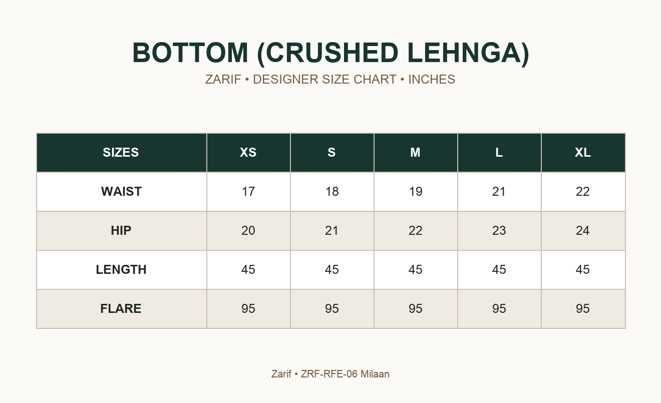 ZARIF - ZRF-RFE-06 MILAAN — BOTTOM (CRUSHED LEHNGA)