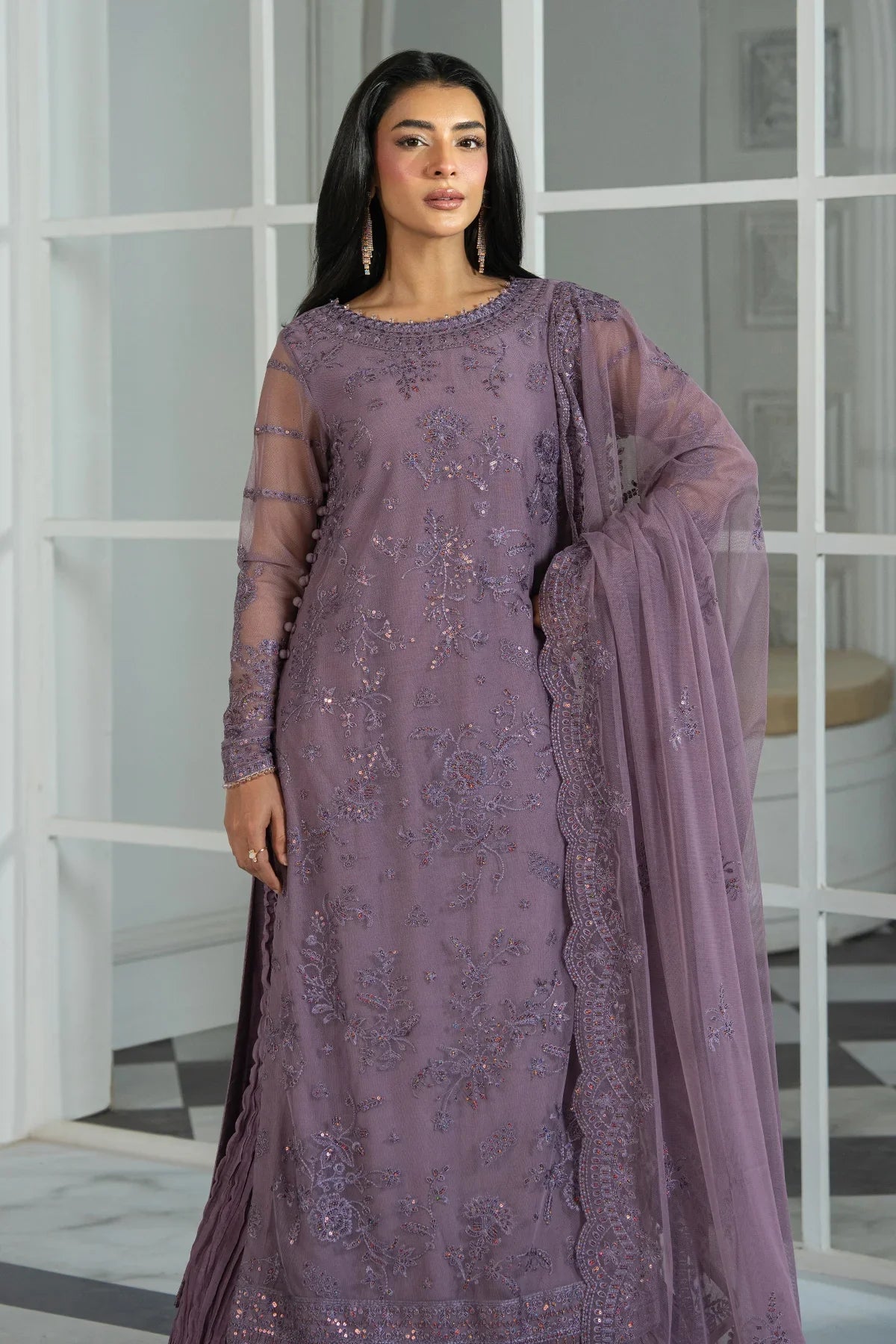 Zarif Nisa Embroidered Net Shirt & Lehenga — outfit view 4