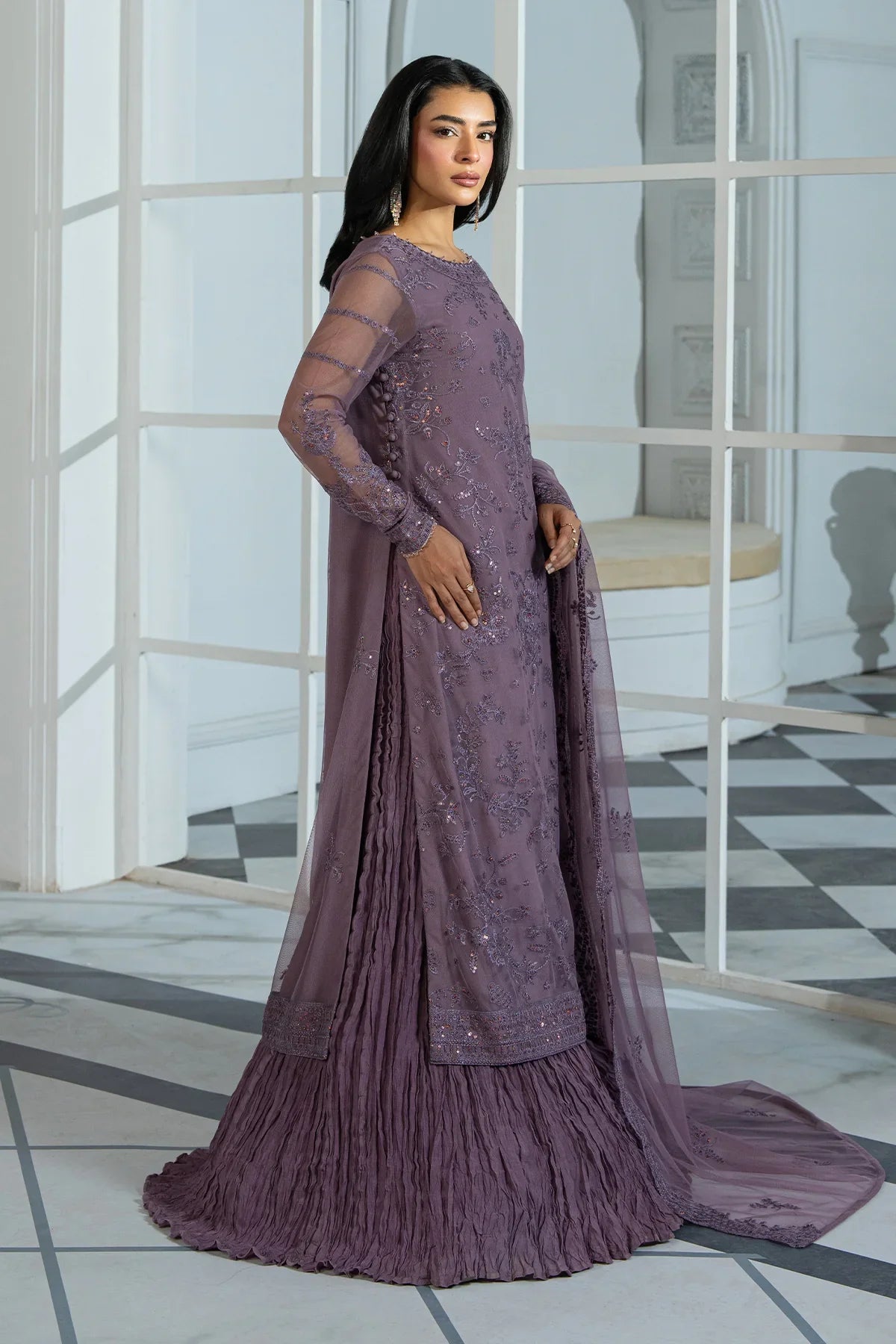 Zarif Nisa Embroidered Net Shirt & Lehenga — outfit view 5