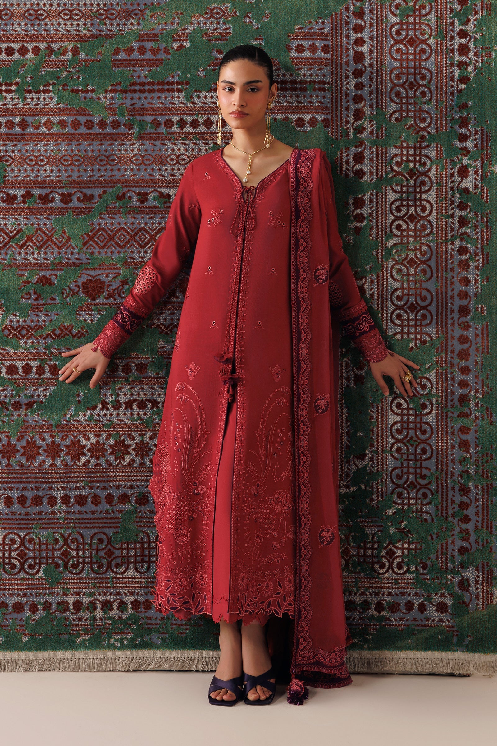 Qalamkar Qlw-03 Zaira Qalamkar | Qline Linen '26 Pret image 1