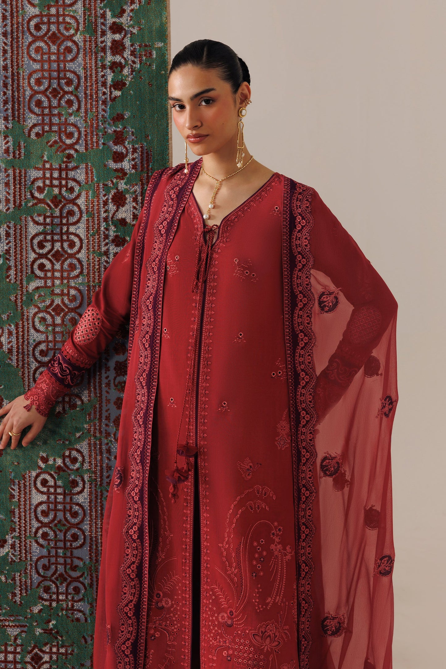 Qalamkar Qlw-03 Zaira Qalamkar | Qline Linen '26 Pret image 2