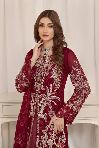 3 PIECE - LUXURY EMBROIDERED CHIFFON SUIT