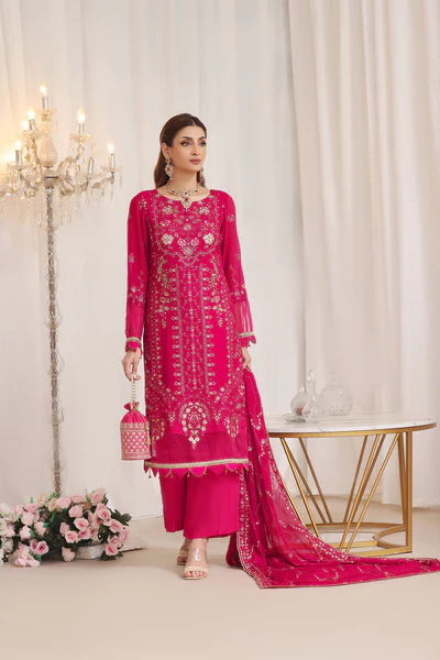 3 PIECE - LUXURY EMBROIDERED CHIFFON SUIT