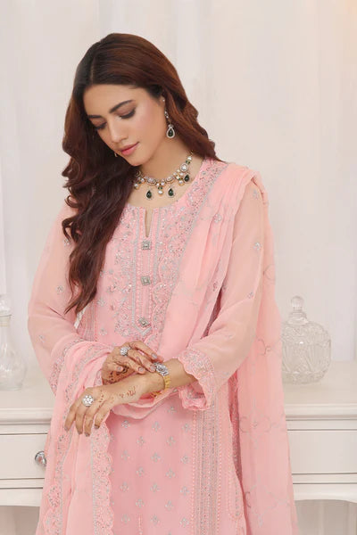 3 PIECE - LUXURY EMBROIDERED CHIFFON SUIT