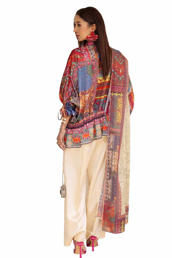 3PC Printed Silk Suit S-42001