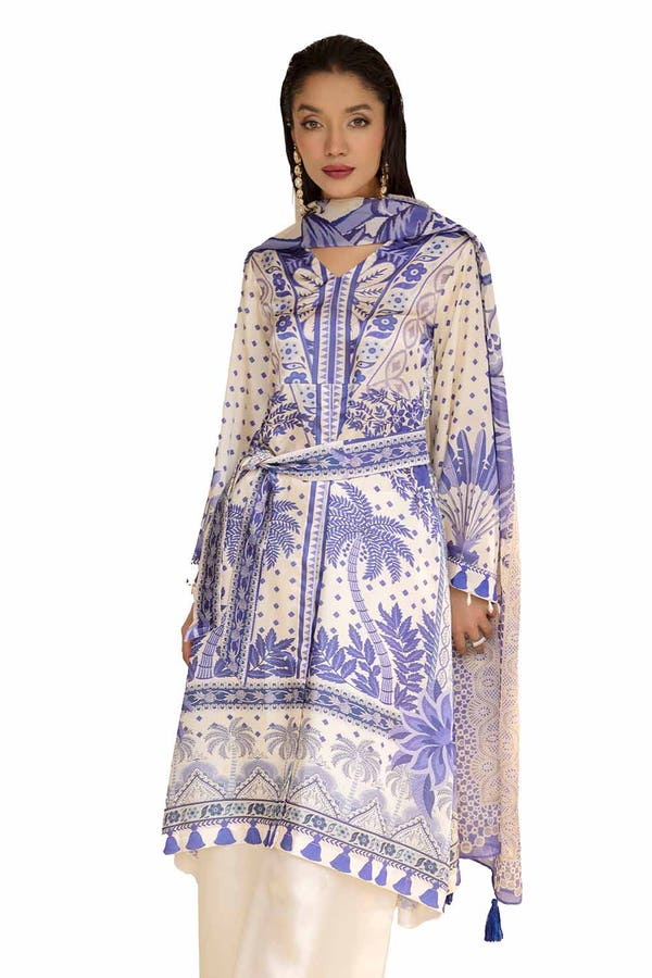 3PC Printed Silk Suit S-42003