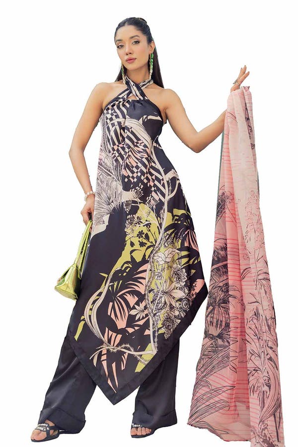 3PC Printed Silk Suit S-42004