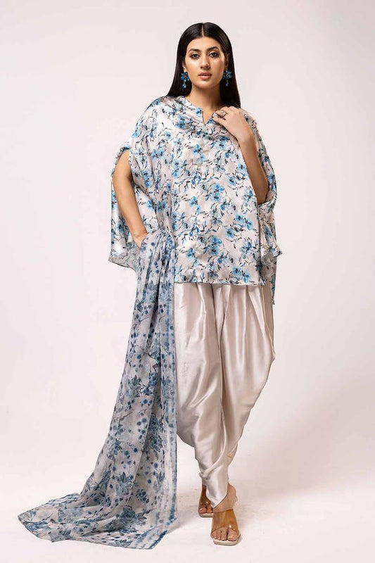 3PC Printed Silk Suit S-42007