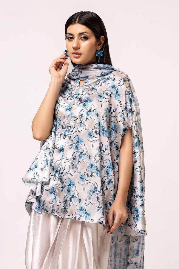 3PC Printed Silk Suit S-42007