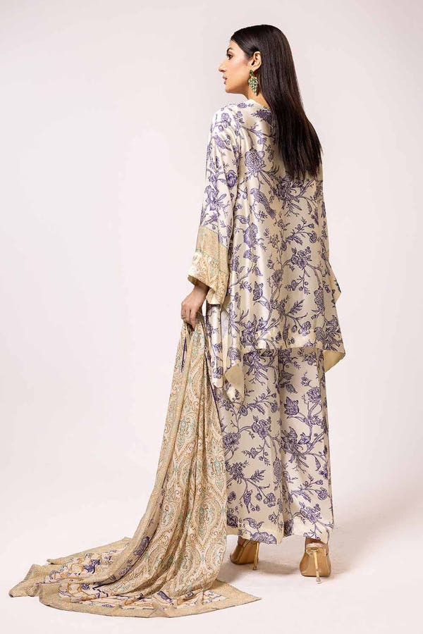 3PC Printed Charmeuse Silk Suit S-42008