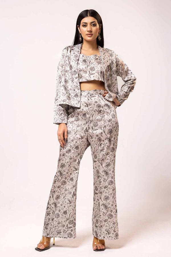 2PC Printed Silk Suit TS-42009