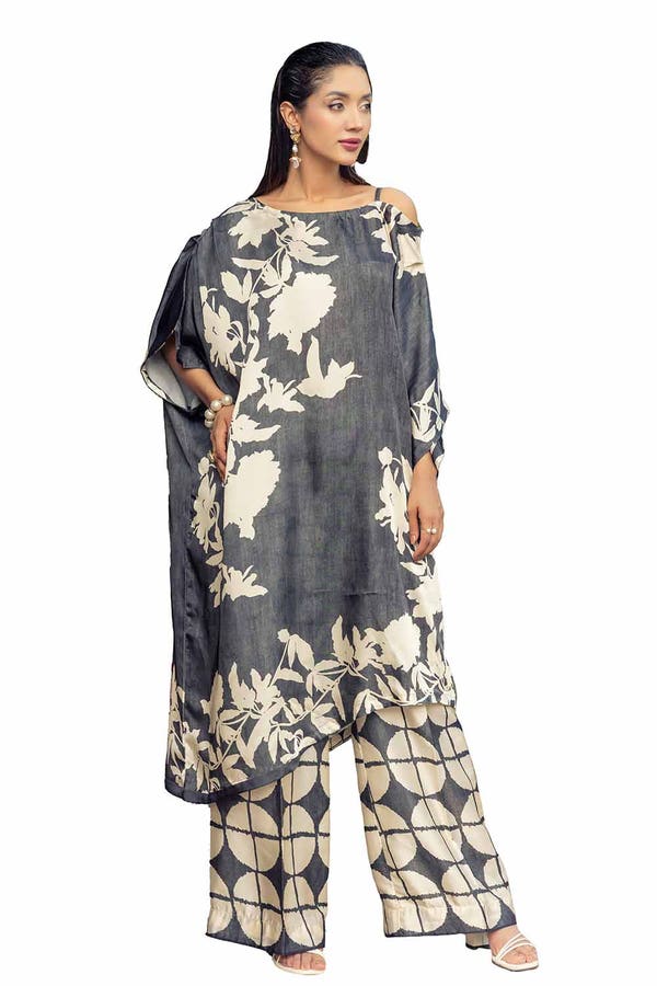 2PC Printed Silk Suit TS-42011