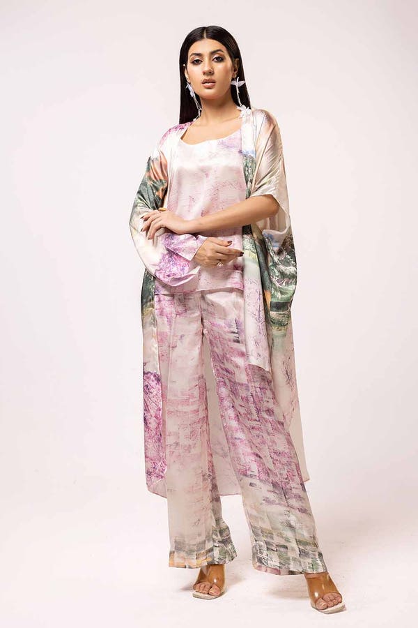 2PC Printed Silk Suit TS-42014